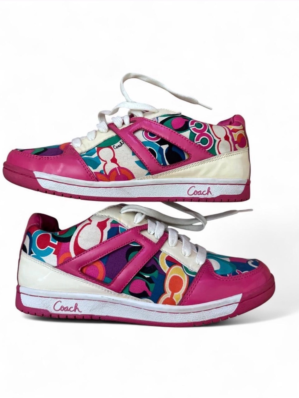 Coach Womans’ Pink Multi-Color Low-Top Sneakers